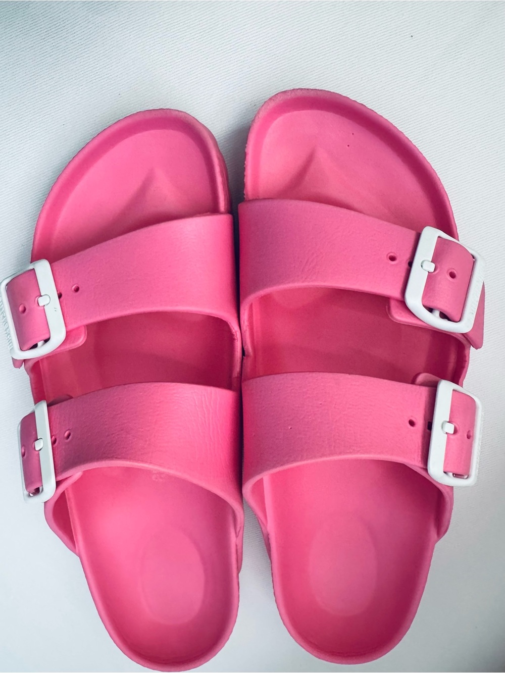 Birkenstock Arizona Pink EVA Two-Strap Slide Sandals Size 7 or 38 GC
